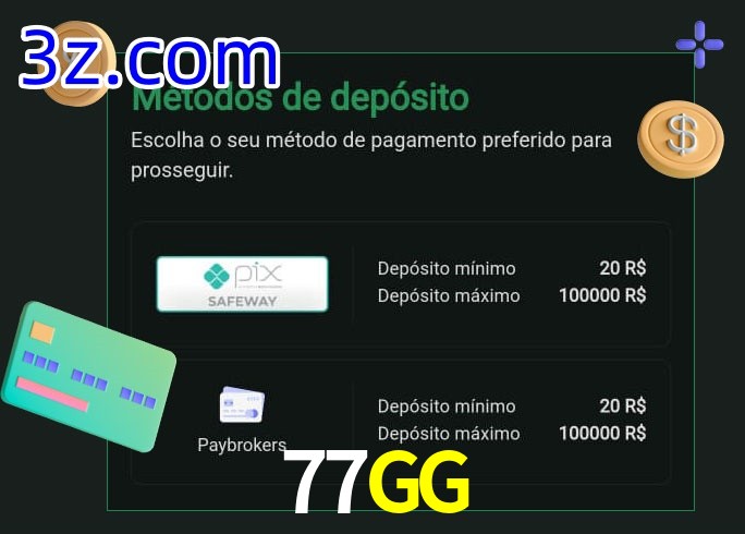 O cassino 77GG oferece uma grande variedade de métodos de pagamento